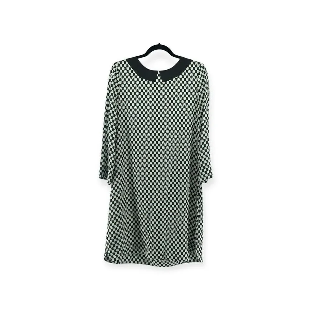 Kate Spade Kassia Women’s Geo Print Silk Quarter Length Shift Dress Large